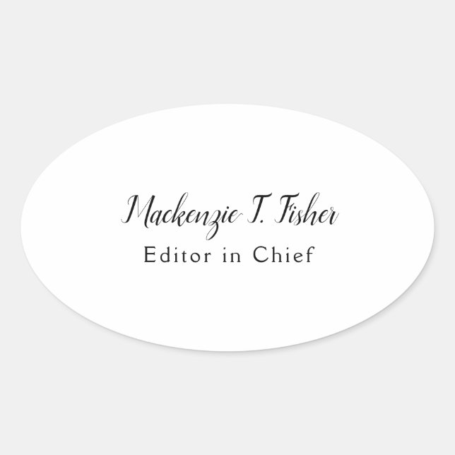 Sticker Ovale Calligraphie classique Élégante Plaque blanche sim (Devant)