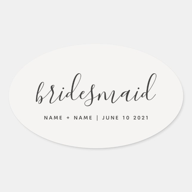 Sticker Ovale Calligraphie moderne Chic Bridesmaid Mariage (Devant)