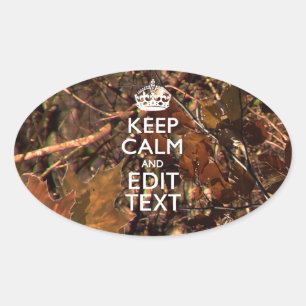 Sticker Ovale Camouflage Deep Woods Restez Calme Ayez Votre Text