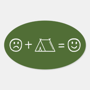 Sticker Ovale Camping Vous Rend Heureux