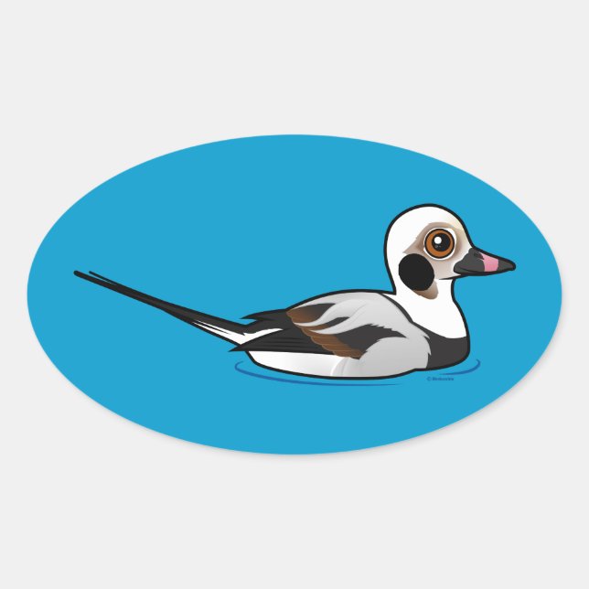 Sticker Ovale Canard à queue longue Birdorable (Devant)
