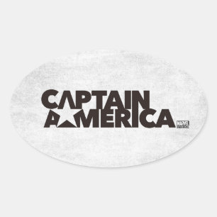 Sticker Ovale Captain America Stylisated Star Name Graphic