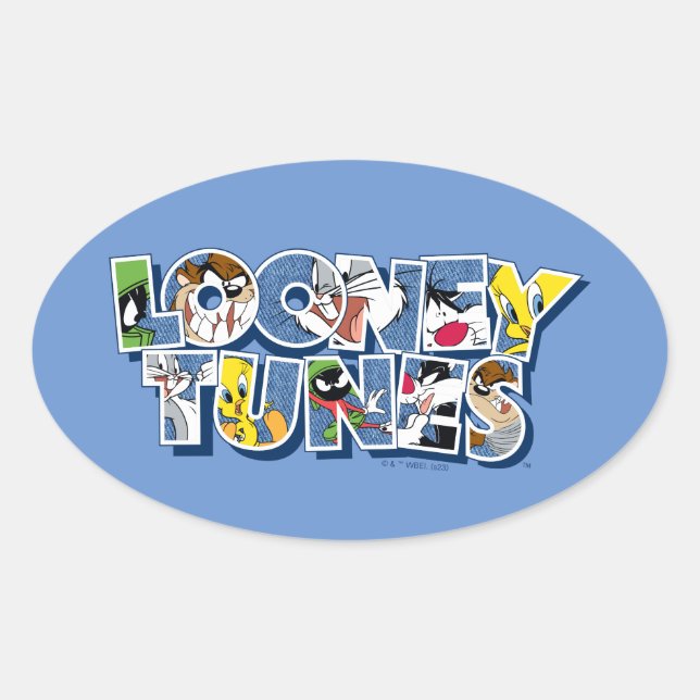 Sticker Ovale Caractères LOONEY TUNES™ en lettres (Devant)