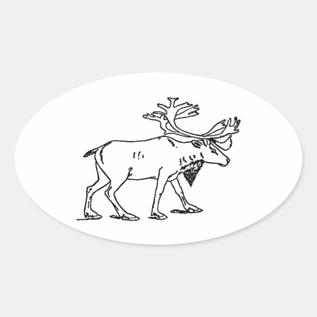 Sticker Ovale Caribou - Logo Reindeer (art en ligne) (Devant)