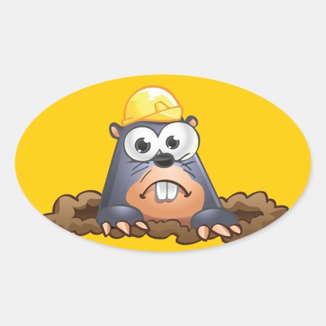 Sticker Ovale Caricature pour creuser la mole mignonne (Devant)