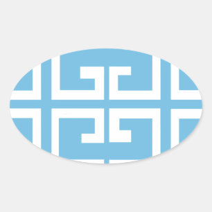 Sticker Ovale Carrelage bleu clair et blanc