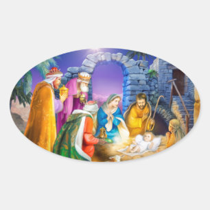 Sticker Ovale Carte Christian Christmas