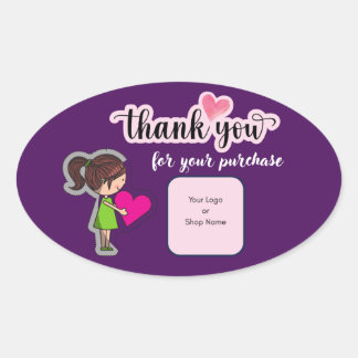 Sticker Ovale Carte de remerciement personnalisée pour vos étiqu