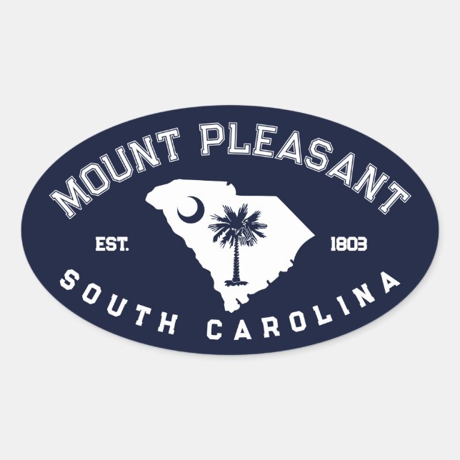 Sticker Ovale Carte du drapeau du Mont Pleasant SC Marine Souven (Devant)