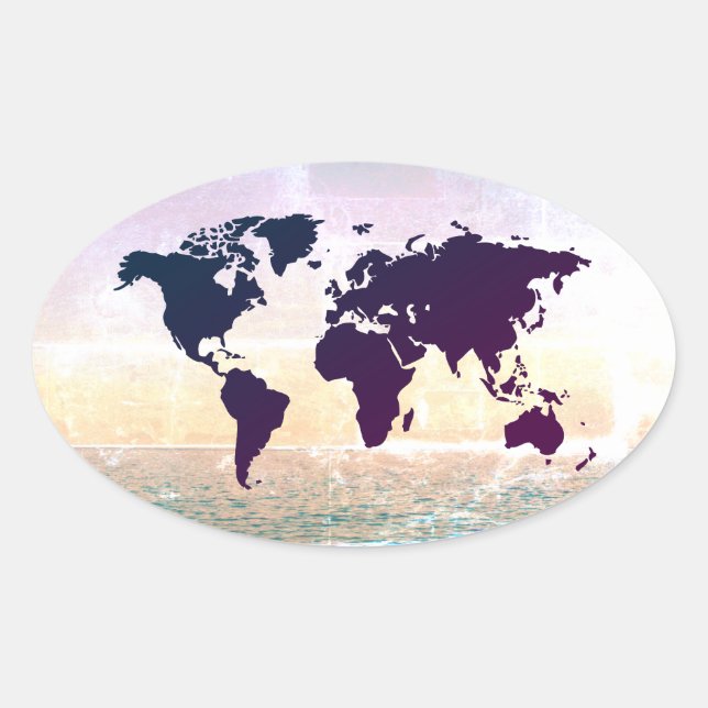Sticker Ovale Carte du monde (Devant)