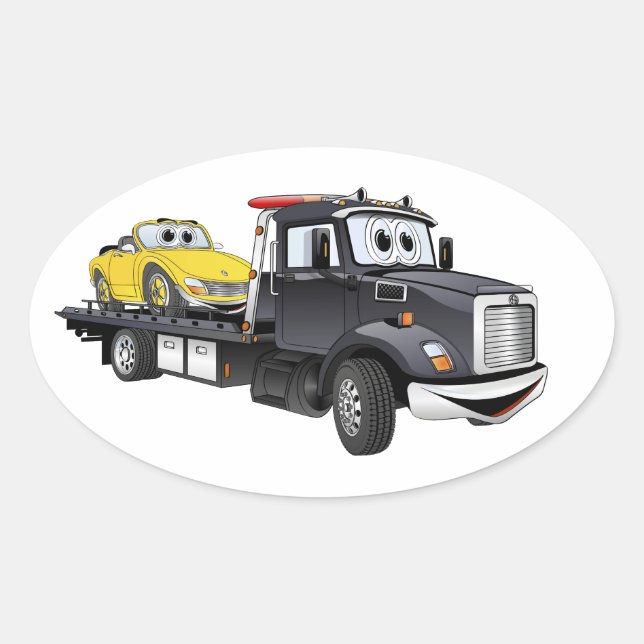 Sticker Ovale Carton plat du camion à remorque noir (Devant)