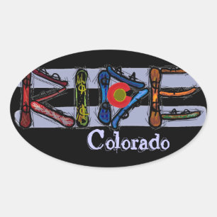 Sticker Ovale Cartons de snowboard de Ride Colorado