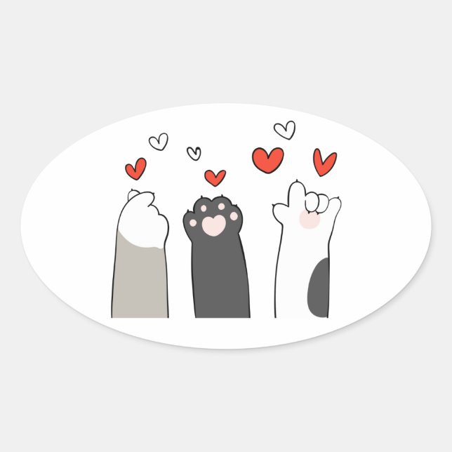 Sticker Ovale cat paws (Devant)