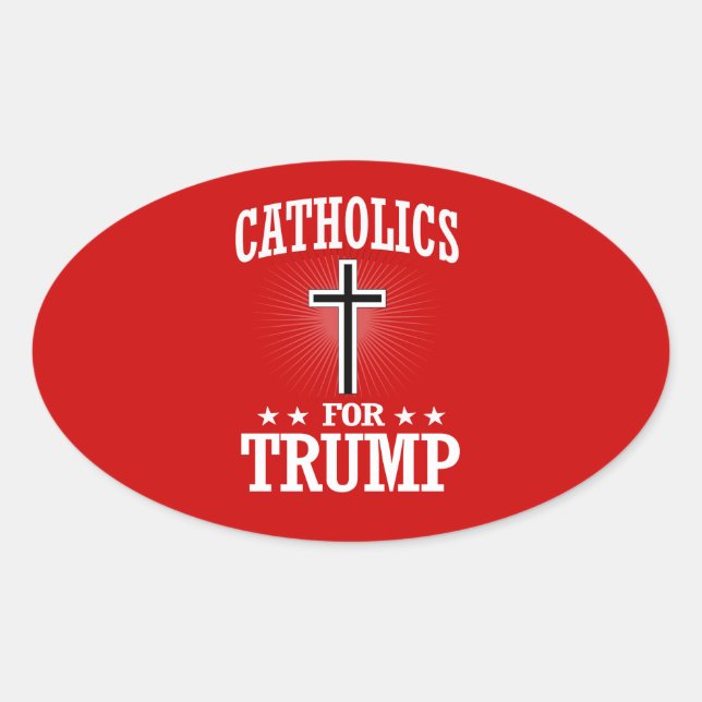 STICKER OVALE CATHOLIQUES POUR TRUMP (Devant)
