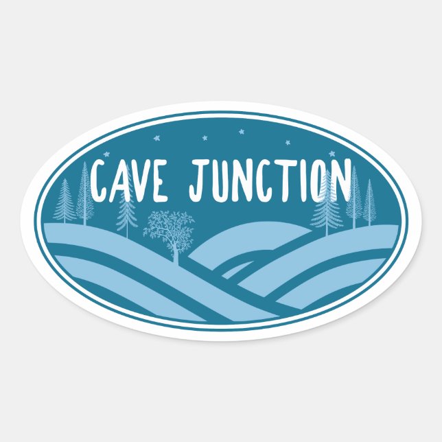 Sticker Ovale Cave Junction Oregon Outdoors (Devant)