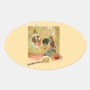 Sticker Ovale Cendrillon et sa marraine fée
