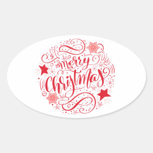 Sticker Ovale Cercle de Noël Joyeux
