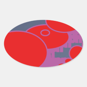 Sticker Ovale cercle rouge et bleu foncé violet art abstrait