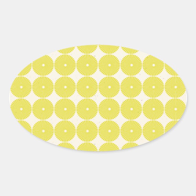 Sticker Ovale Cercles Jaunes Plutôt Citrus Été Disques Texturés (Devant)