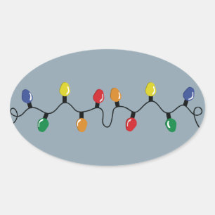 Sticker Ovale Chaîne d'ampoule de Noël