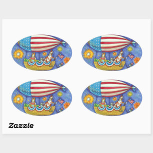 STICKER OVALE CHAÎNES ET SOURIS HISS N'FITZ EN 4 JUILLET ZEPPELI