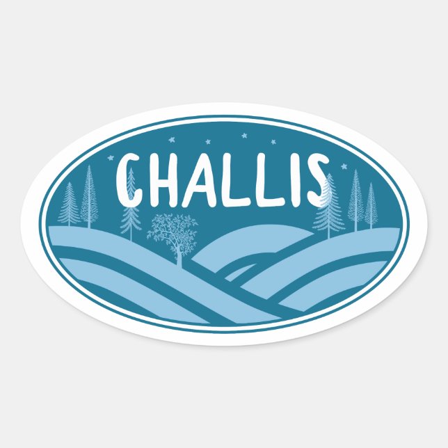 Sticker Ovale Challis Idaho Outdoors (Devant)