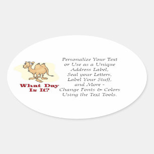 Sticker Ovale Chameau - quel jour est-il ?
