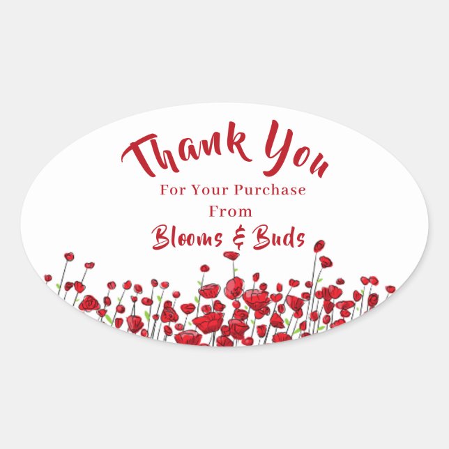 Sticker Ovale Champ De Poppies Rouges (Devant)