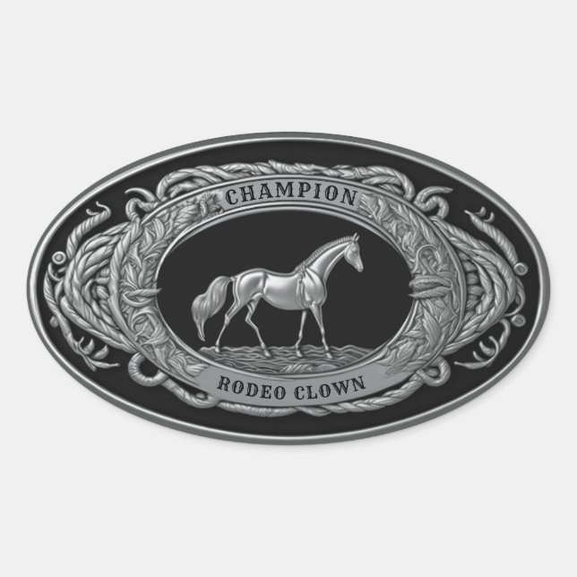 Sticker Ovale Champion Rodeo Clown Sports Événement Western Buck (Devant)