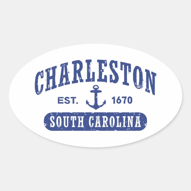 Sticker Ovale Charleston Caroline du Sud (Devant)