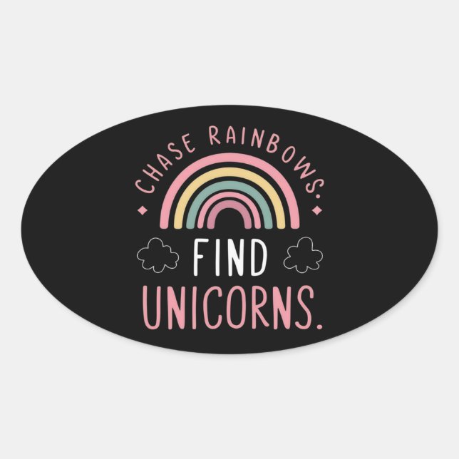 Sticker Ovale Chase Rainbows Trouver des licornes (Devant)