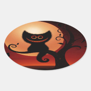 Sticker Ovale Chat noir de Whimsical