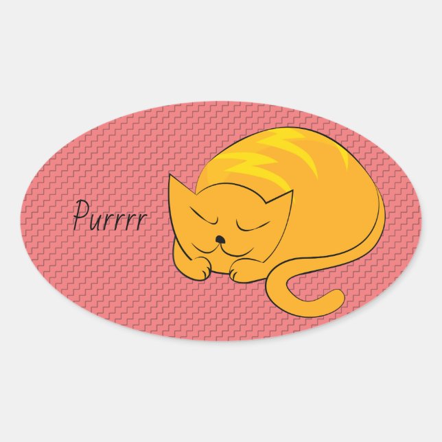 Sticker Ovale Chat orange dormant (Devant)