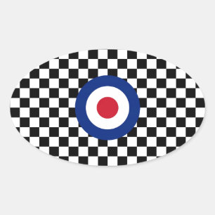 Sticker Ovale Checkered Black Racing Target Mod