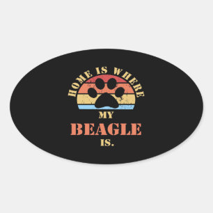 Sticker Ovale Chien Beagle mignon