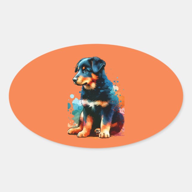 Sticker Ovale Chien de Beauceron (Devant)