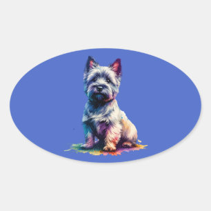 Sticker Ovale Chien de Cairn Terrier