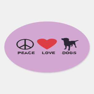 Sticker Ovale Chiens d'amour pour la paix