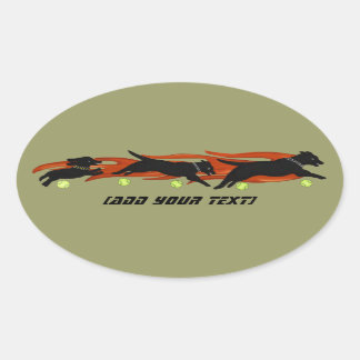 Sticker Ovale Chiens de volley-ball flamboyants