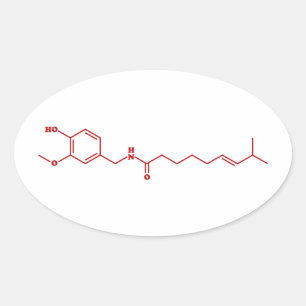 Sticker Ovale Chili Capsaicin Formule chimique moléculaire