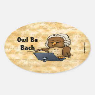 Sticker Ovale Chouette Be Bach Drôle Owl Cartoon