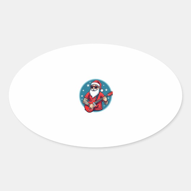 Sticker Ovale Christmas guitarist  Rockmusic Christmas (1) (Devant)