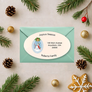 Sticker Ovale Christmas Jolly Snowman Custom