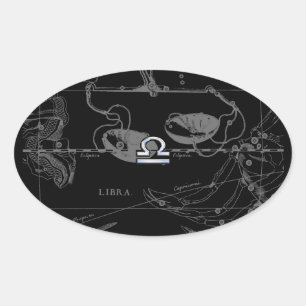 Sticker Ovale Chrome Argent comme Libra Zodiac Connexion Heveliu