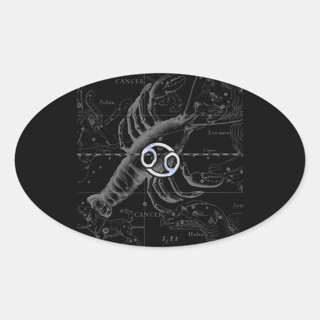 Sticker Ovale Chrome comme Cancer Zodiac Connexion Hevelius (Devant)