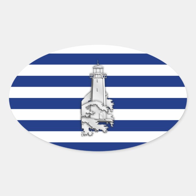 Sticker Ovale Chrome comme phare sur les rayures nautiques (Devant)