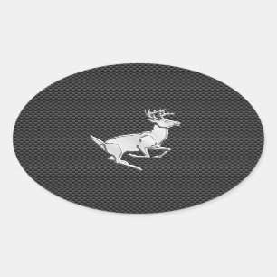 Sticker Ovale Chrome coureur de cerf sur le décor de fibre de ca