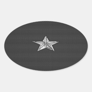 Sticker Ovale Chrome étoile nautique sur fibre de carbone