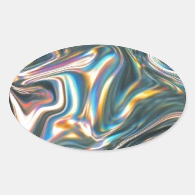 Sticker Ovale Chrome holographique (Devant)