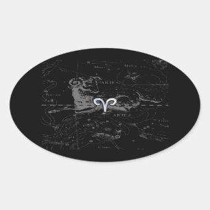 Sticker Ovale Chrome Style Aries Zodiac Connexion Hevelius